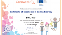 Codeweek Haftasında Mükemmellik Sertifikası aldık